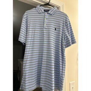 Polo Ralph Lauren mens blue striped polo shirt, size L